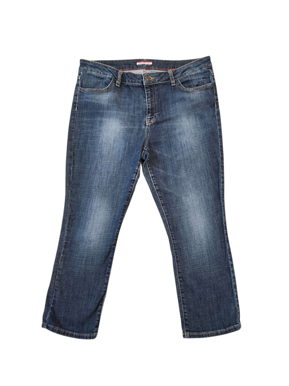 Medium Wash Straight-Leg Cropped Jeans